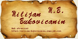 Milijan Bukovičanin vizit kartica